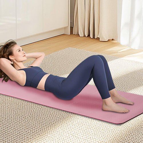 Furrnook Non-Slip TPE Yoga Mat for Women & Men, 72"x24" Extra-Long Pilates Mats for Hot Yoga, HIIT, Floor Workouts, Lightweight Eco-Friendly Fitness Mat with Dual Grip (Pink)