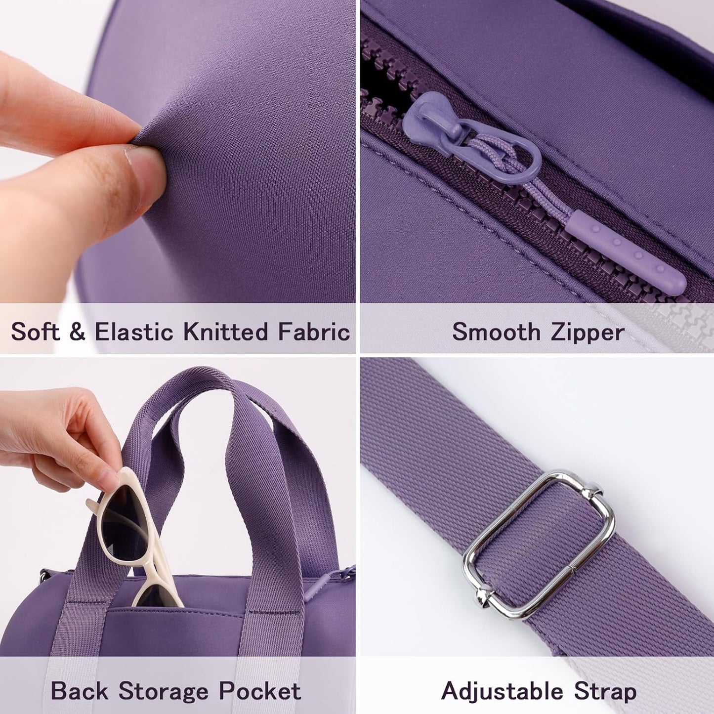 IBEE Small Gym Bag for Women Mini Duffel Bag for Travel Waterproof Workout Crossbody Bags Elastic Fabric Barrel Purse for Sports Fitness Yoga Cute Lightweight