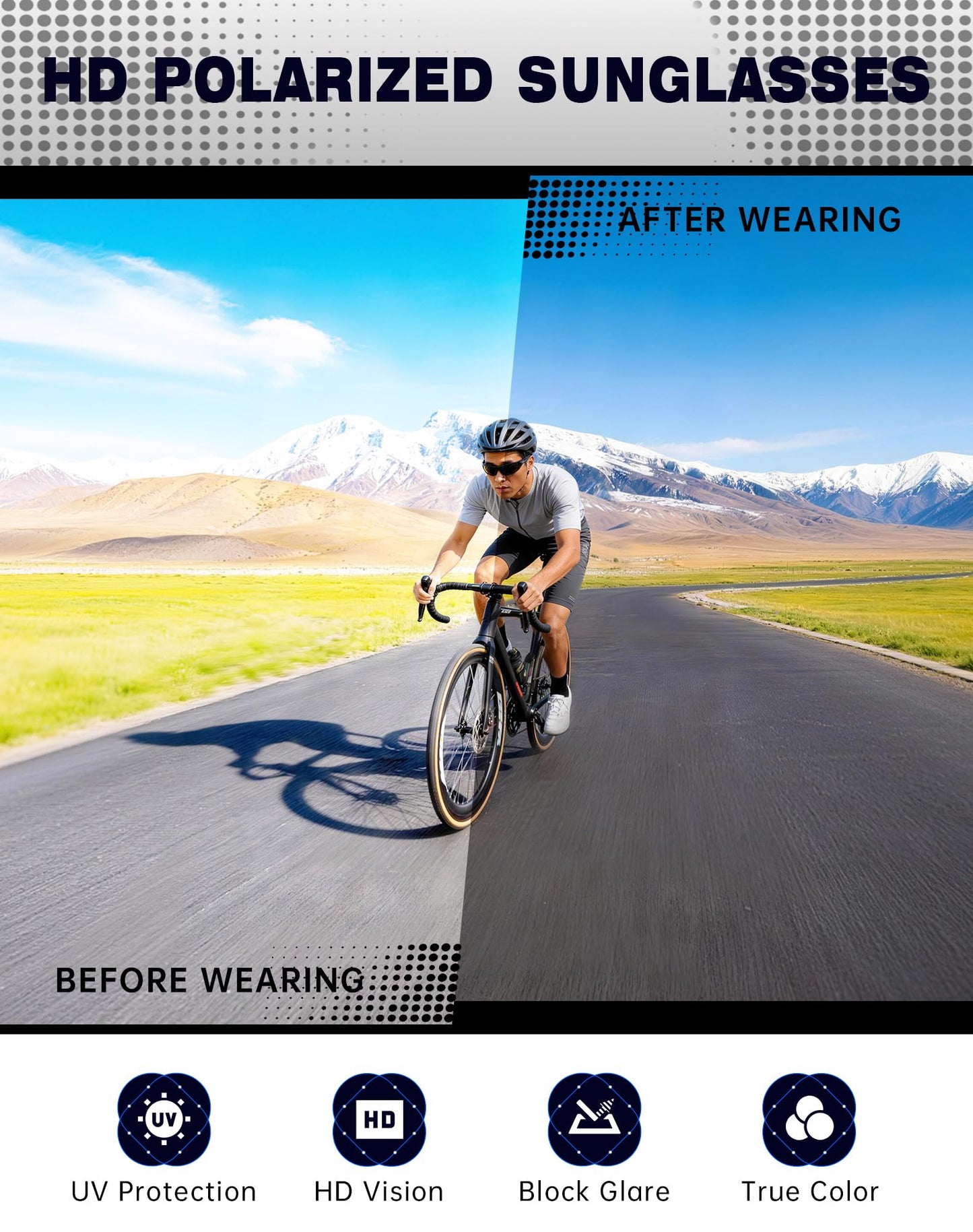 KALIYADI 2 Pack Polarized Sunglasses-Men Sports Sun-glasses: Mens Sunglasses UV Protection for Fishing Driving Cycling