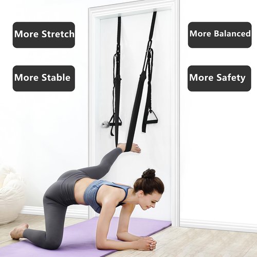Yoga Stretching Strap, Leg Waist Back Bend Auxiliary Yoga Stretch Band, Upgraded Version with Door Anchor 2 Resistance Rope Stretch Strap Inversion Trainer for Pilates Dance Aerial Fitness Gymnastics