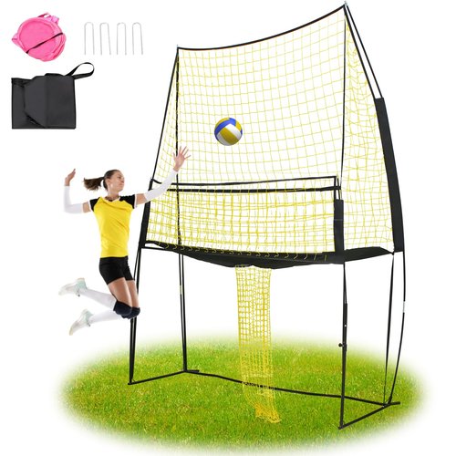 Adjustable Volleyball Training Net – 11ftx8ft, Portable Volleyball Practice Net for Serving, Spiking, Setting – Yellow & Black, Easy Setup for Indoor/Outdoor Use