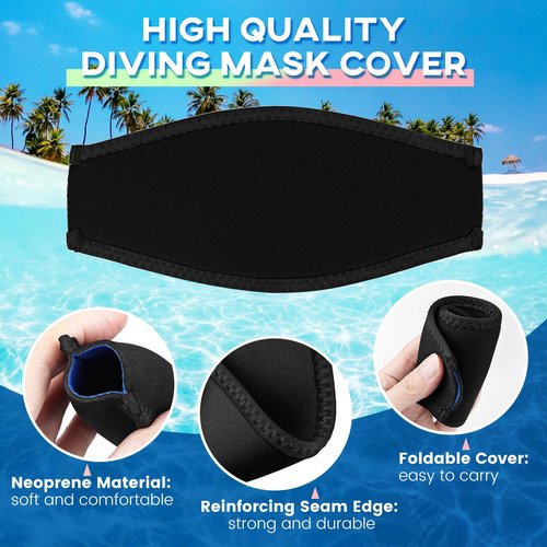 Dawitrly Scuba Mask Strap Cover, 2PCS Neoprene Diving Goggles Hair Protector Wrap, Waterproof Mask Slap Straps (Black)