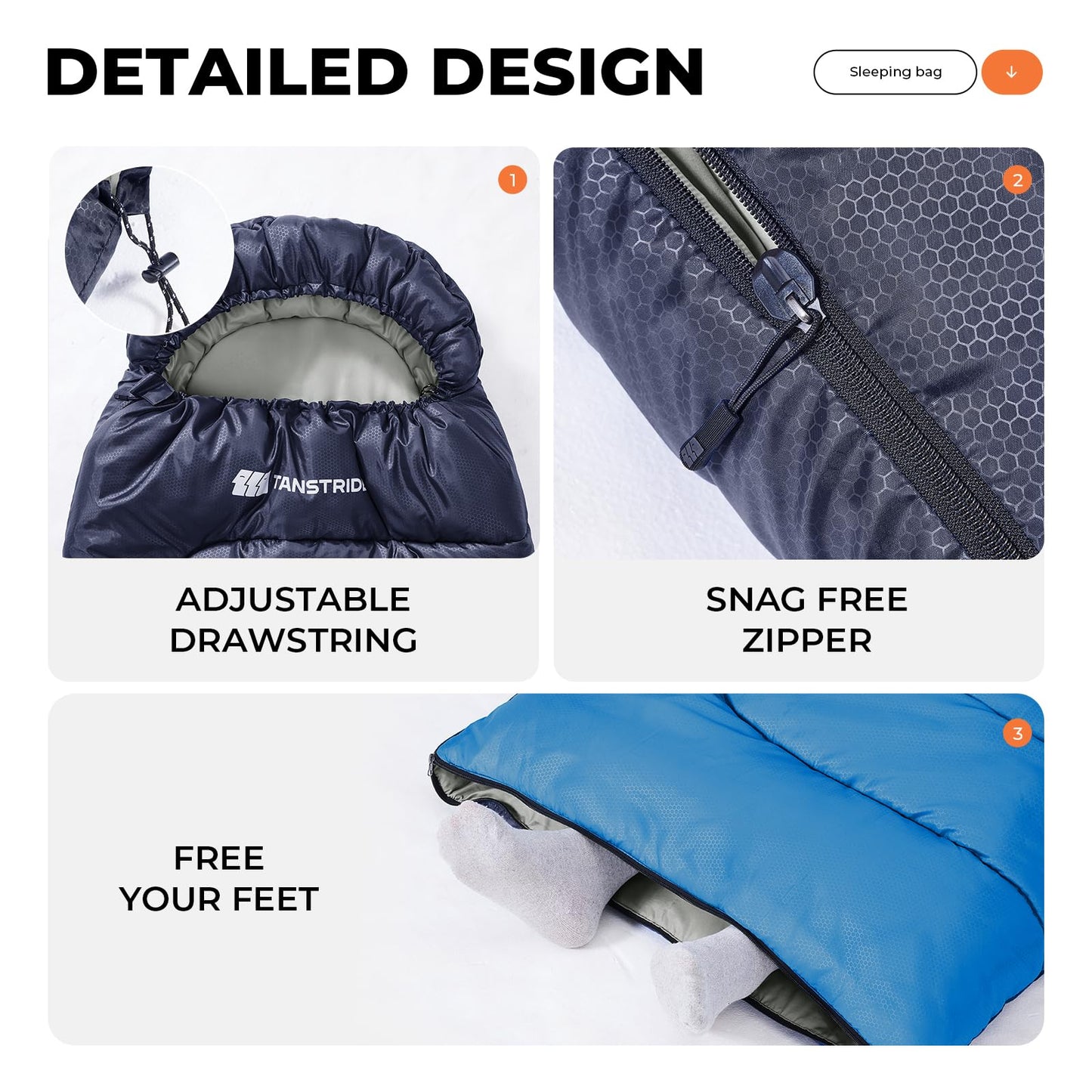 TANSTRIDER Sleeping Bags for Adults Warm Weather, Compact Lightweight Backpacking Sleeping Bag with Compression Sack for Youth, Camping Essentials Gear for Hiking Travel Climbing Outdoor & Indoor Use