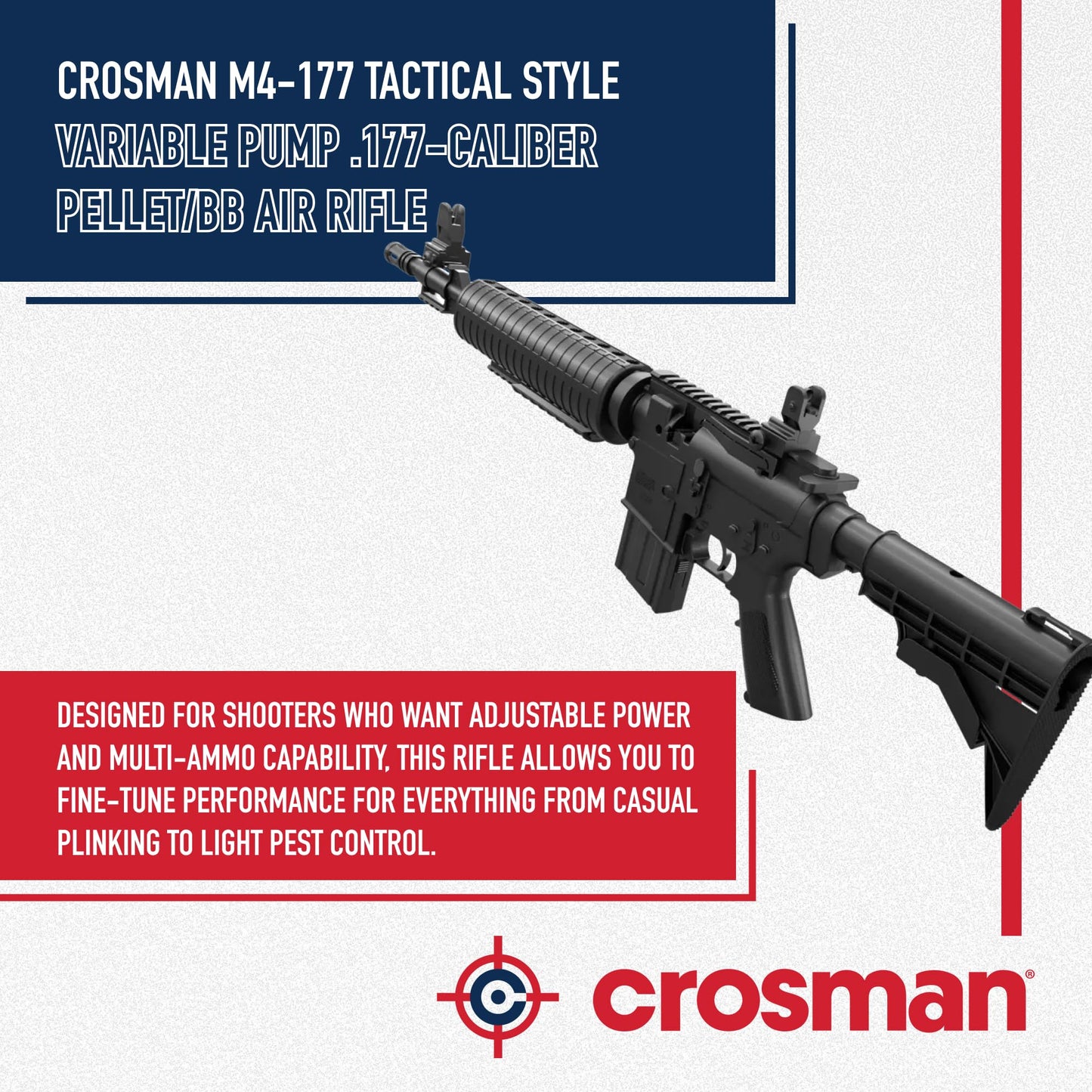 Crosman M4-177 Multi-Pump Air Rifle, Adj. Stock air Rifle