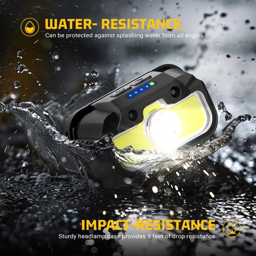 HOKOILN Headlamp Rechargeable, 2 Pack 1300 Lumen Ultra-Light Bright Head Lamp with White Red Green, 14 Modes Adjustable Waterproof Motion Sensor Headlight for Outdoor Camping Running Cycling Hiking
