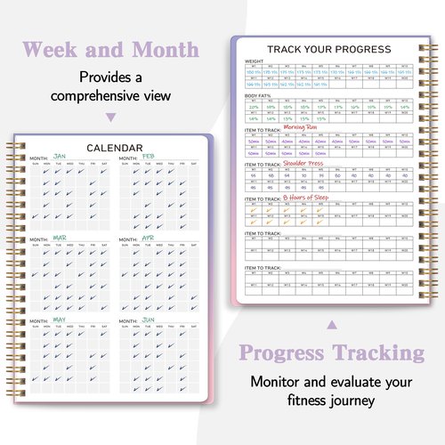 DOURA Workout Journal for Women, Fitness Journal, Workout Log Book Planner for Tracking, Progress and Achieving Your Wellness Goals-PUrple Gradient, A5 (5.6" x 8")