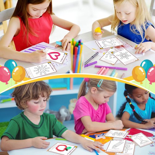 Geyoga 72 Pcs Alphabet & Shape Play Dough Mat for Toddler Rainbow Star Flower Play Mats Card for Clay or Dough Preschool Learning Accessories for Toddler Kid 2-6 Years Back to School Classroom