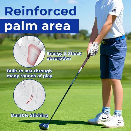 AIGEVTURE Golf Gloves Kids Junior Toddlers Left Hand Children's Premium Youth Golf Gloves Boys Girls Black and White Large,Age8-10,2pieces