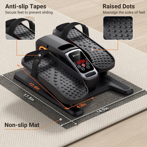 Roylvan Elliptical Exercise Machine, Under Desk Ellipse Leg Exerciser as Seen on TV, Quiet Electric Seated Pedal Elliptical for Seniors with 12 Adjustable Speeds, Remoter, Footstraps for Home Office