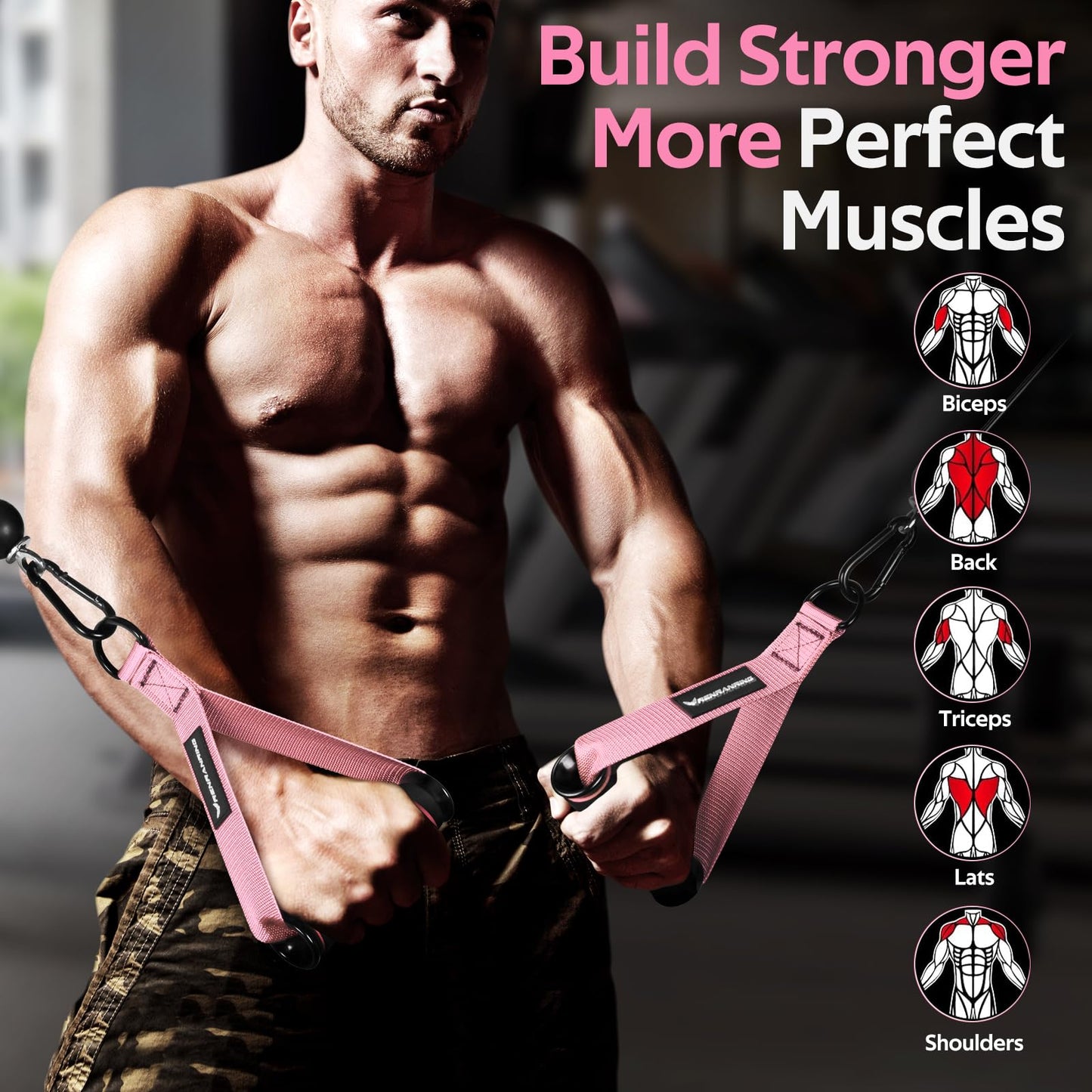 RENRANRING Gym Exercise Handles, Replacement Handle Attachments for Cable Machine Pulleys, Resistance Band and Strength Trainer, Pull Down Workout Accessories, Home Gym Add On Equipment