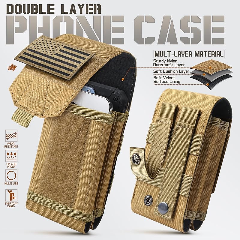 Universal Phone Pouch with MOLLE Attachment - Khaki