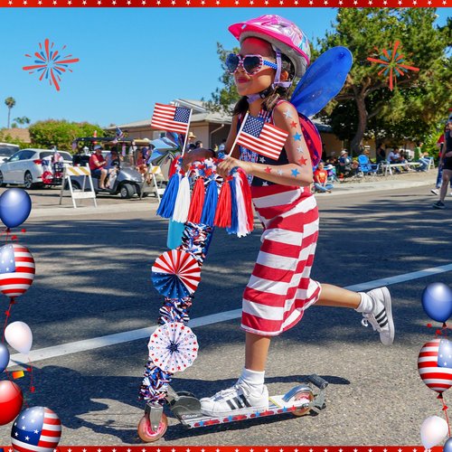 Simgoing 23 Pcs 4th of July Parade Patriotic Bike Decoration Kit Red White and Blue Bicycle Accessories Streamer Tassels Garland America Star Stickers for Independence Day Bike Parade Accessories