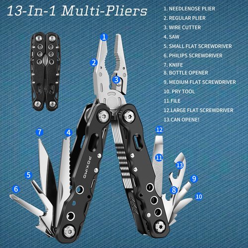 Multitool Gift Set for Men Dad Him, 3-in-1 EDC Survival Kit with 14 in1 Multi-Pliers, Pocket Knife & Tactical Pen | Premium Military-Grade Multi Tools for Camping, Car, Father’s Day, Dad Gifts