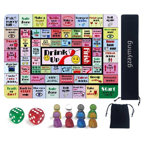 gzaymng Drinking Board Games for Adults, Funny Party Interactive Drinking Games for Game Night, Birthday, Family Play or Any Occasion, Age 21+, 2-8 Players (Multicolor)