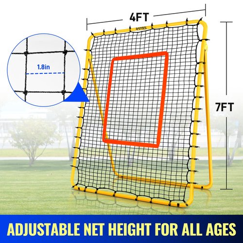 SPOYNAL 7x4 FT Volleyball Rebounder Net, 5-Angle Volleyball Training Equipment, Adjustable Rebounder Net Practice Setting, Spiking, and Bumping, Practice Net for Baseball, Softball, Lacrosse, Soccer