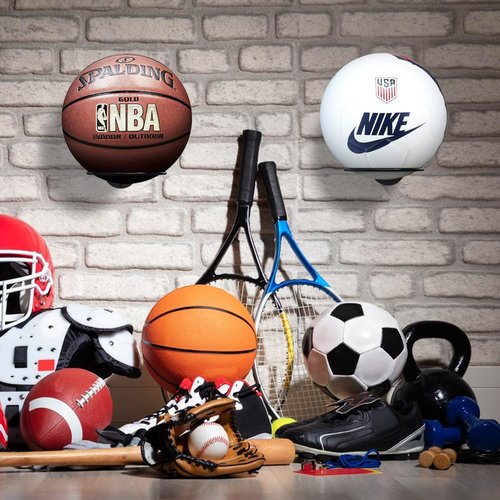 QBXMY7 8 Pcs Wall Mount Ball Holder | Basketball/Football/Volleyball Storage Rack | Heavy Duty Sports Room Decor with Detachable Design
