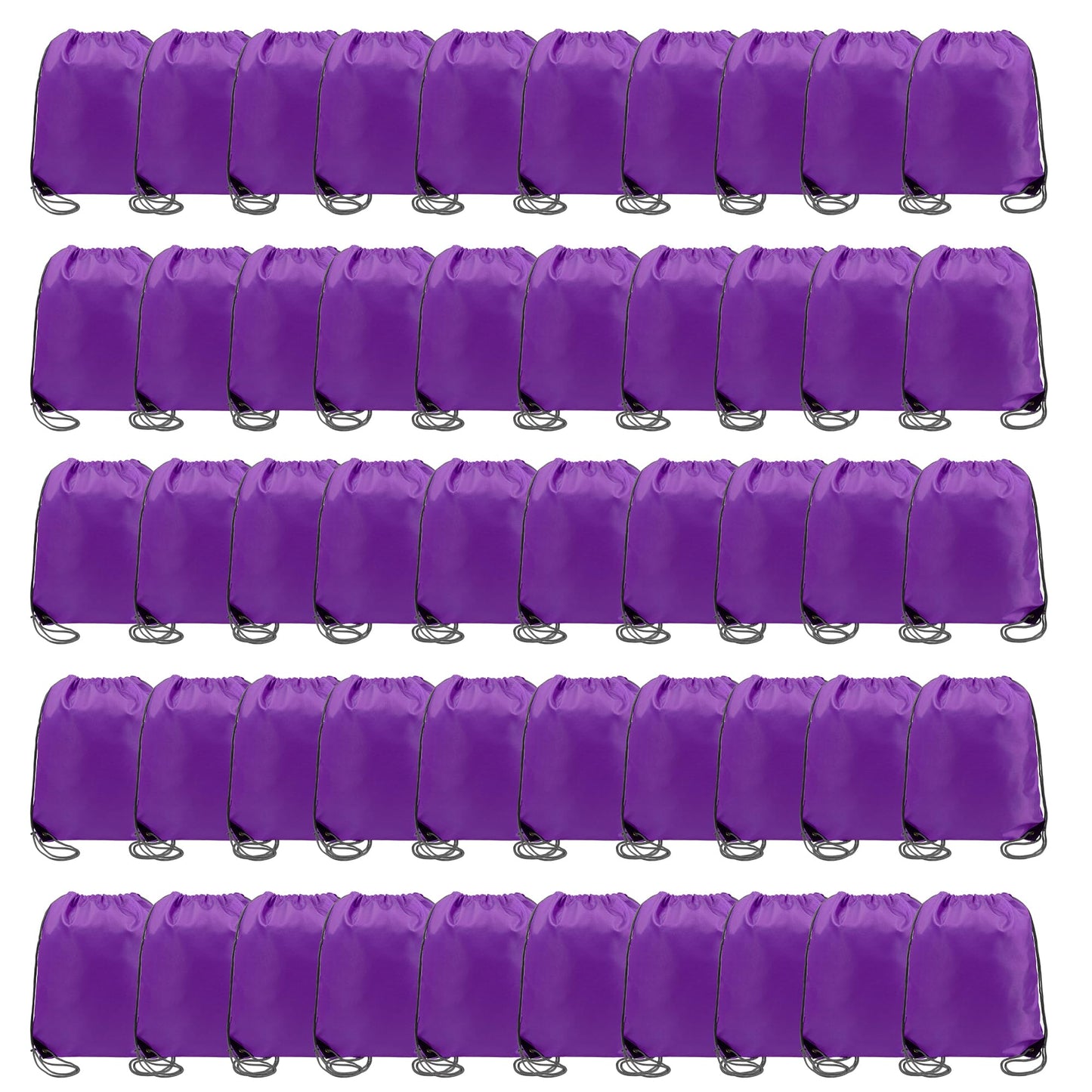 BeeGreen 50 pieces Purple Drawstring Backpack Bags Wholesale Cinch Bags Bulk Heavy Duty String Backpack Machine Washable Lightweight Sackpack Outdoor Sport Bags for Men Women