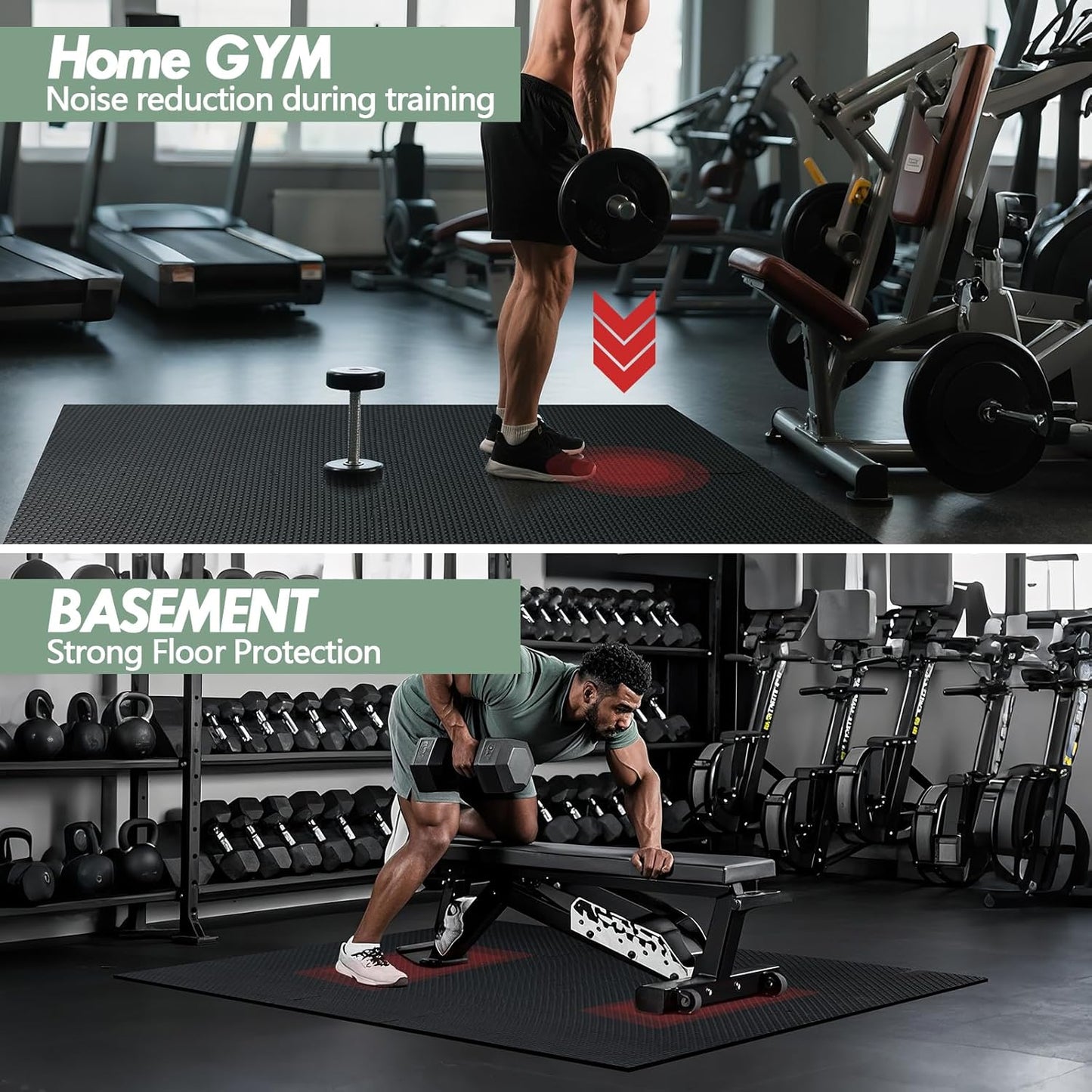 20 Sq Ft Gym Floor Mats (20 Tiles) – High-Density EVA Interlocking Foam Floor Tiles – Puzzle Exercise Mat for Home Gym, Workout Equipment, Weightlifting, Kids Play Area