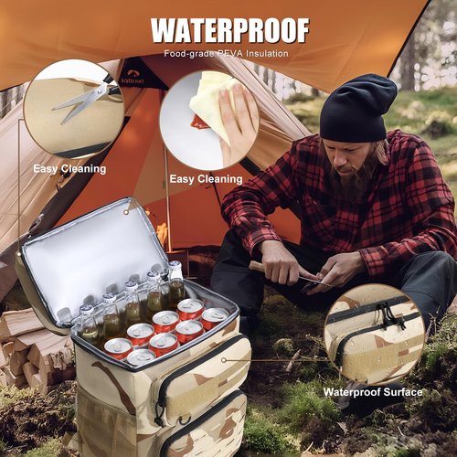 Stillithou Backpack Coolers Insulated Leak Proof, 36 Cans Large Cooler Backpack Insulated Waterproof. Soft Cooler Bag for Beach Travel Outdoor Camping Picnic Camouflage Yellow