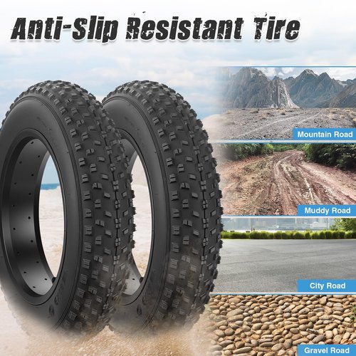 MEGHNA Fat Bike Tire 16 x 4.0 inch with Inner Tubes Electric Bike Tire Fat Tire 16 inch Heavy Duty Anti-Slip Foldable Replacement All Terrain Tire for Kids Bike E-Bike (2 Tires with Inner Tubes)