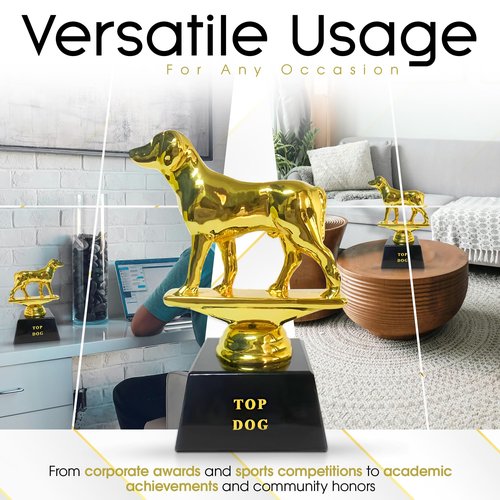 Vaulted Skulls & Co Top Dog Trophy | Dog Trophy Award | Gold Dog Competition Award | Sports Team Trophies | Funny Office Trophy | G.O.A.T Dog Trophy | Gold/Black | Small Trophy | 3”