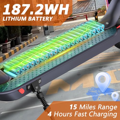 Qlaway 8.5" E Scooter for Adults 19 MPH 350W Motor 187.2WH Battery, Motorized Scooter Up to 15 Miles Range, Foldable, Bearing 265 LBS/APP Control