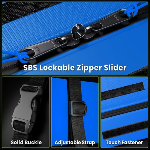 APTY 21 Cubic Feet Car Rooftop Cargo Bag Carrier, Soft Roof Top Luggage Bag for All Vechicles with/Without Racks - with Waterproof Zip, Luggage Lock, Anti-Slip Mat, Storage Bag, Door Hooks, Blue