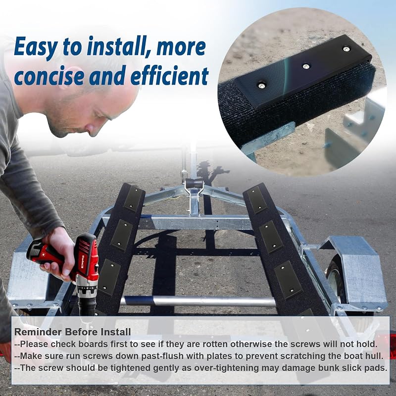 Heavy Duty Boat Trailer Bunk Slides 3" x 10" with 8 Pads + 2 Enders (Variation 8 Pads + 2 Bunk Enders)