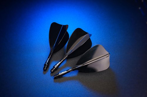 Winmau Darts Fusion Integrated Flight & Shaft System - Arrow Shape & Design - Black Colour, Short Length