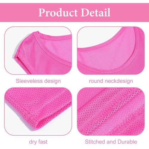 CIATBYYJ 12Pcs Youth Pinnies Scrimmage Vests, Sports Pennies for Youth Adults Soccer Basketball Scrimmage Training Vests,Team Sport Practice Jersey Chartreuse Pink