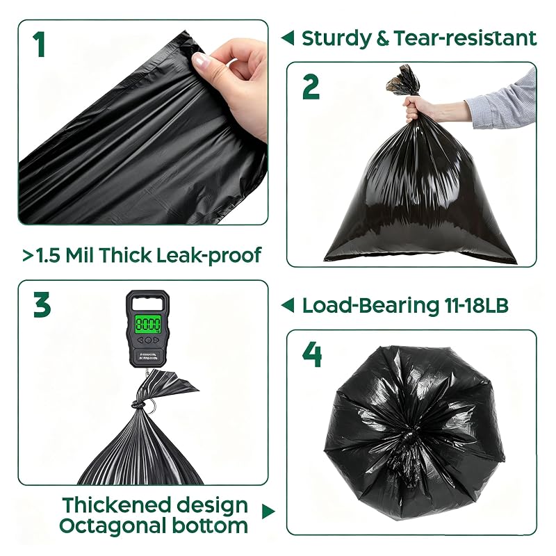 100 Biodegradable Portable Camping Toilet Bags - 4 Rolls, 27.6 x 23.6 in, 1.5 mil Thick, for Buckets & Portable Toilets (Variation: 100)