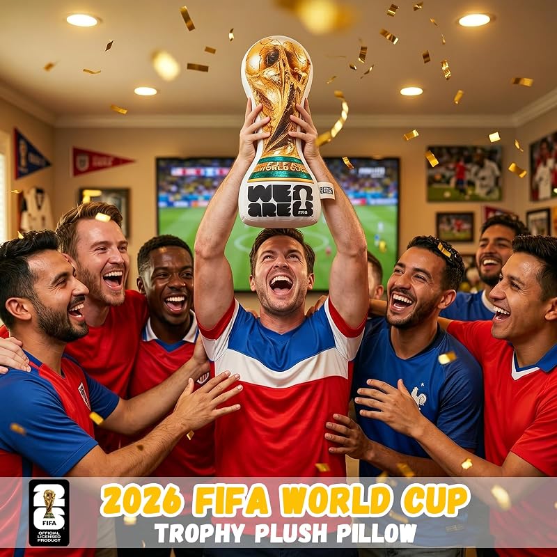 MESUCA FIFA World Cup 2026 Trophy Plush Pillow - 19 Inch, Golden Variation