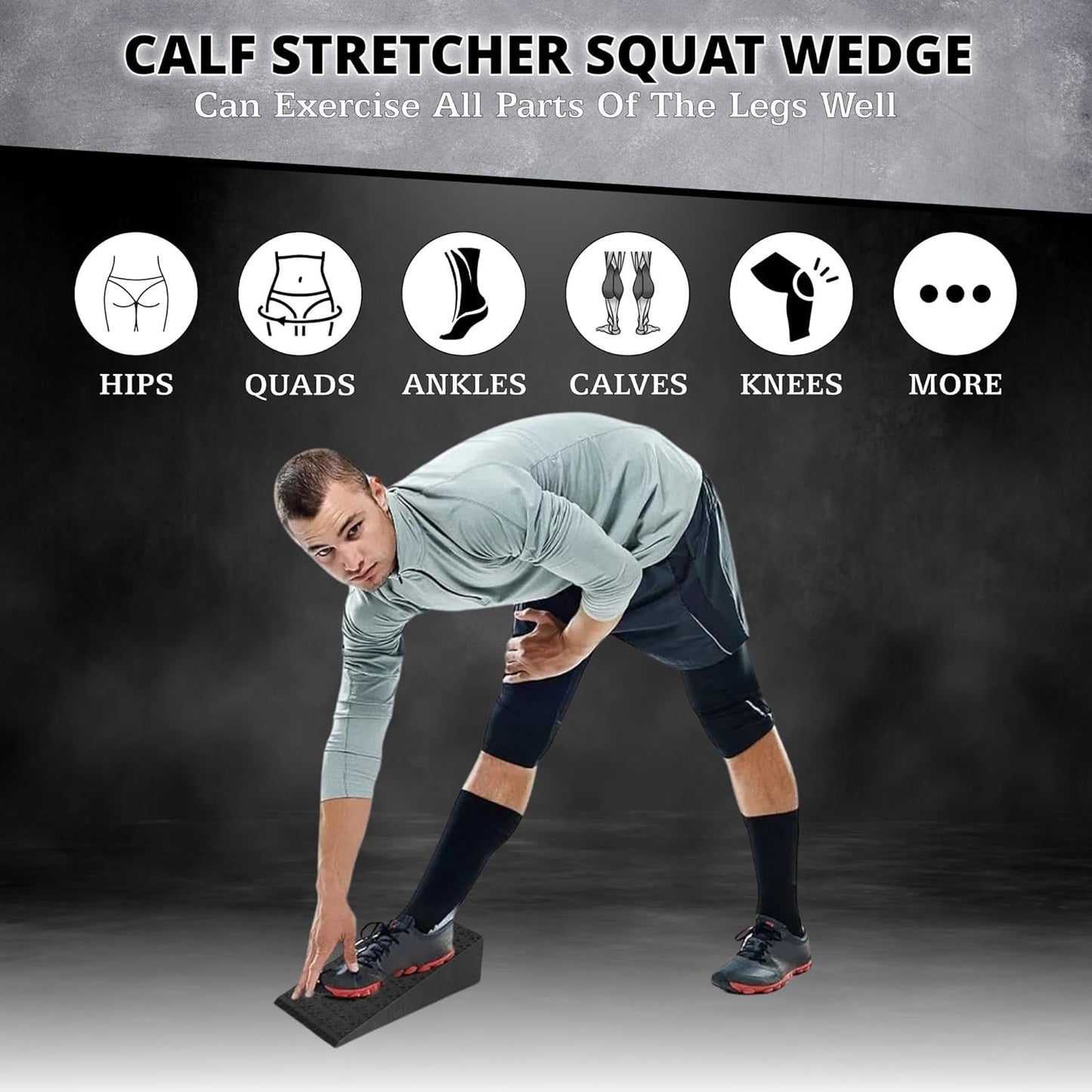 2 Pcs Versatile Squat Wedge Block for Heel Elevated Squat, Heavy-Duty Calf Stretcher Slant Board to Enhance Mobility, Balance & Strength Performance