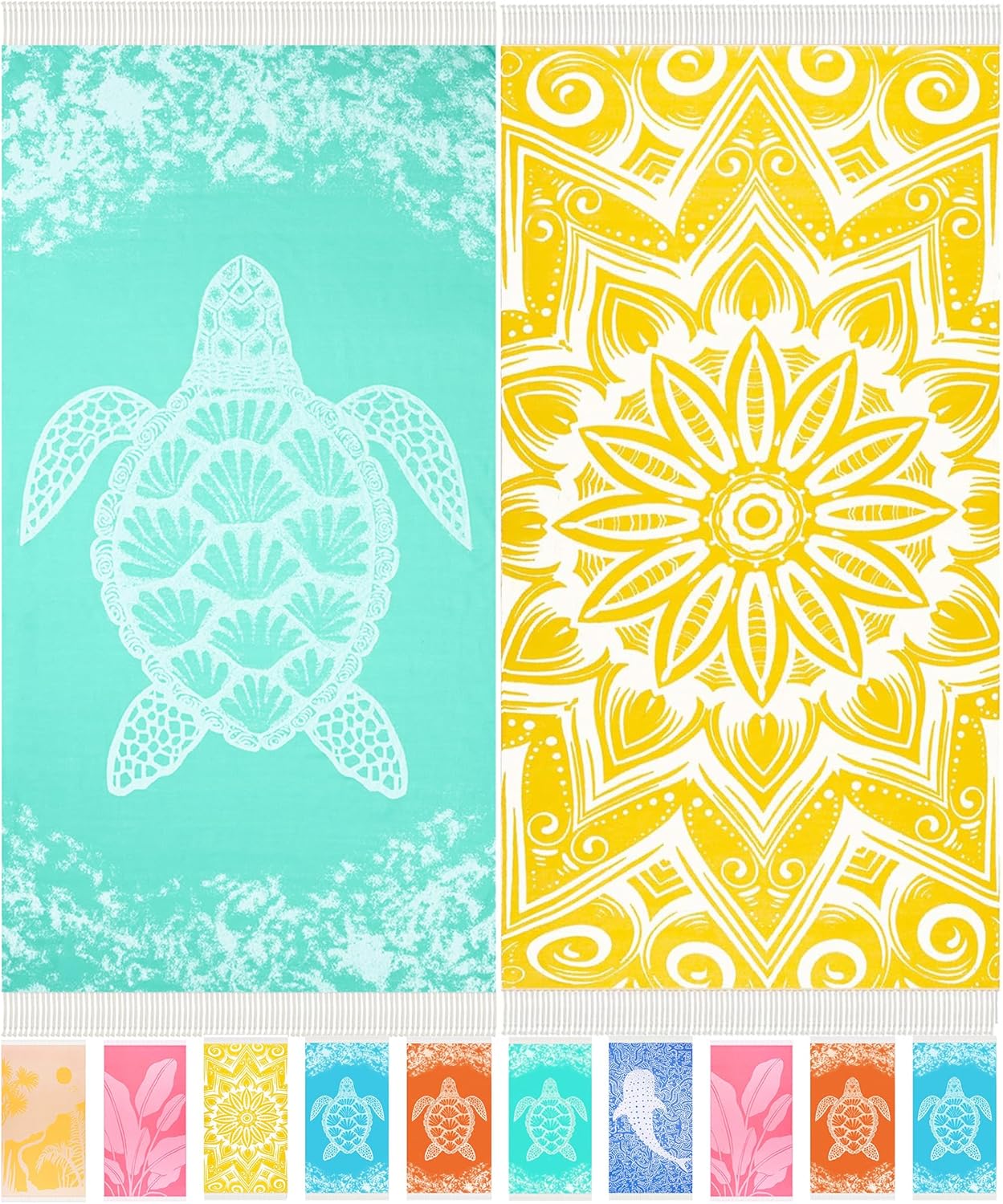 2 Packs Turkish Beach Towels Quick Dry Sand Free Oversized Bath Pool Swim Towel Extra Large XL Big Blanket Adult Travel Essentials Cruise Accessories Must Haves Clearance Vacation Stuff