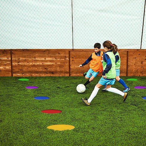 BQWanFA 9 Inch Non Slip Rubber Agility Markers,Flat Field Cones Floor Dots for Soccer Basketball Sports Speed Agility Training and Drills(5Pcs,with Net Bag)