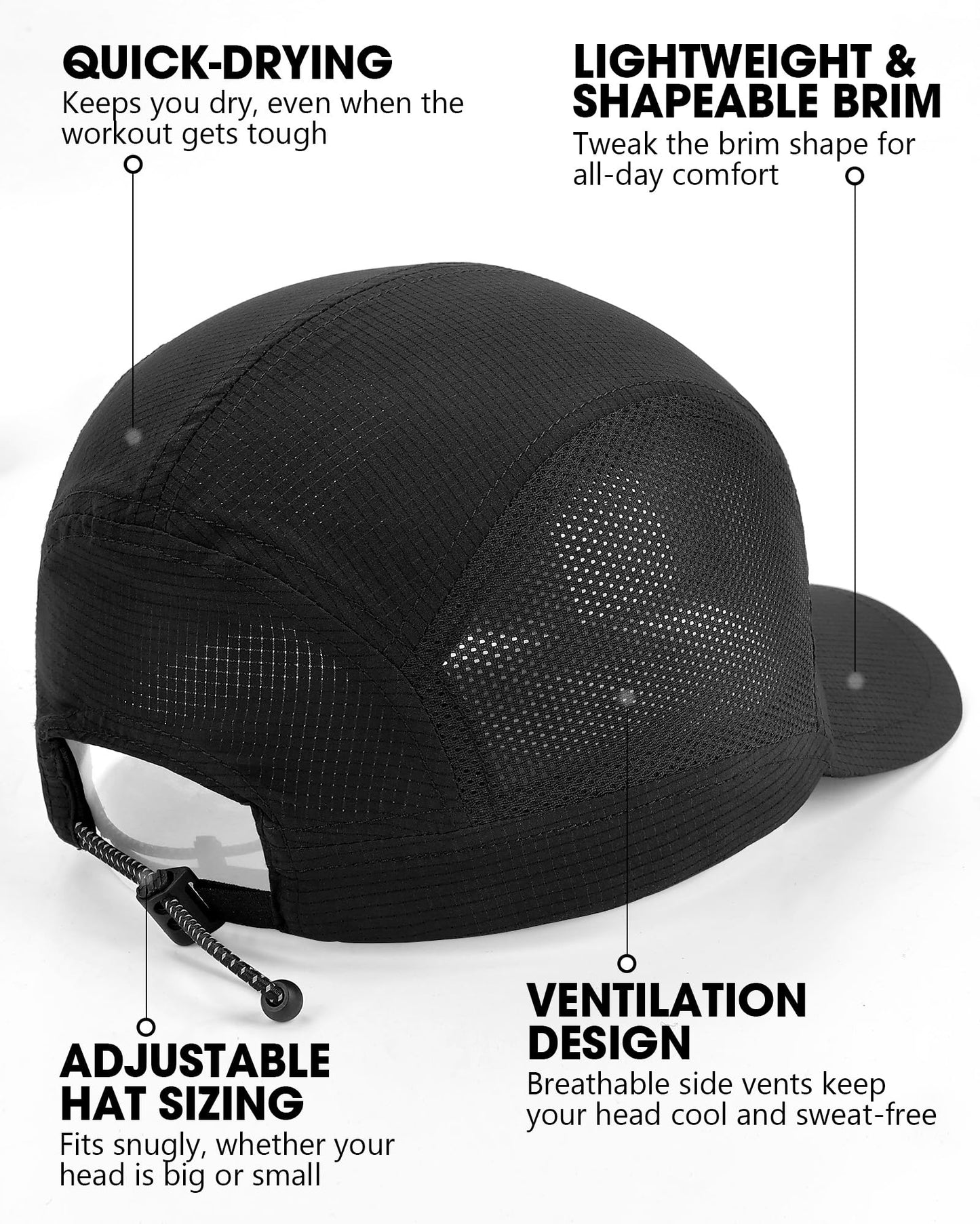 GXCROR Performance Baseball Cap for Men & Women - UPF 50+ Running Hat, Lightweight Quick-Dry Sports Hat for Golf, Hiking, Gym
