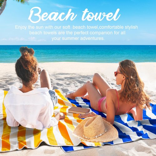 Oversized Striped Terry Beach Towel 60 * 30 in Soft Extra Large Big Pool Swim Towels for Adult XL Clearance Big Travel Blanket Cruise Vacation Accessories Essentials Lounge Chair Cover Navy Blue