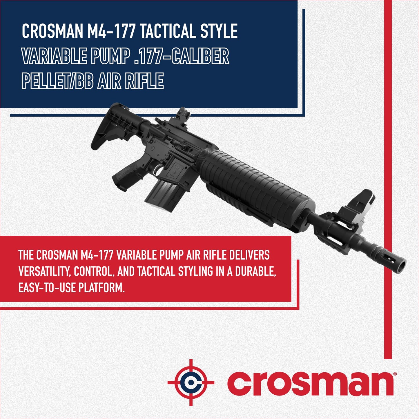 Crosman M4-177 Multi-Pump Air Rifle, Adj. Stock air Rifle