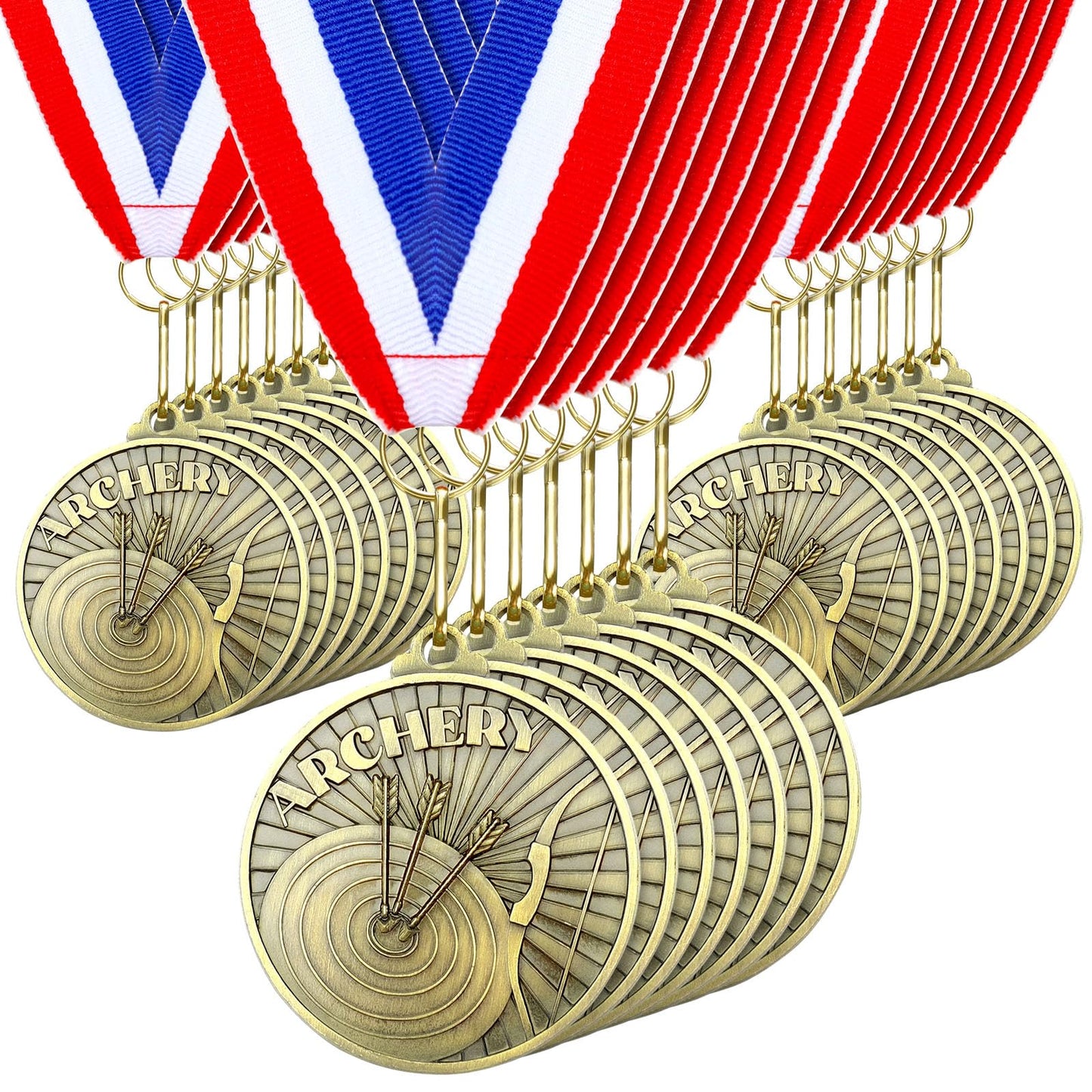 Remuuly 30 Pcs Award Medals Bulk 2'' Gold Trophy Award Winner Metal First Place with Neck Ribbons Award Prize Gift for Tournaments Match Sports Competition Teams Adult