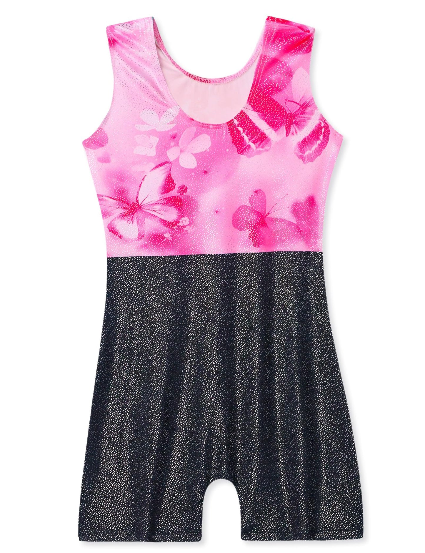 Domusgo Leotard for Girls Gymnastics Size 5-6 Years Black Pink Biketard