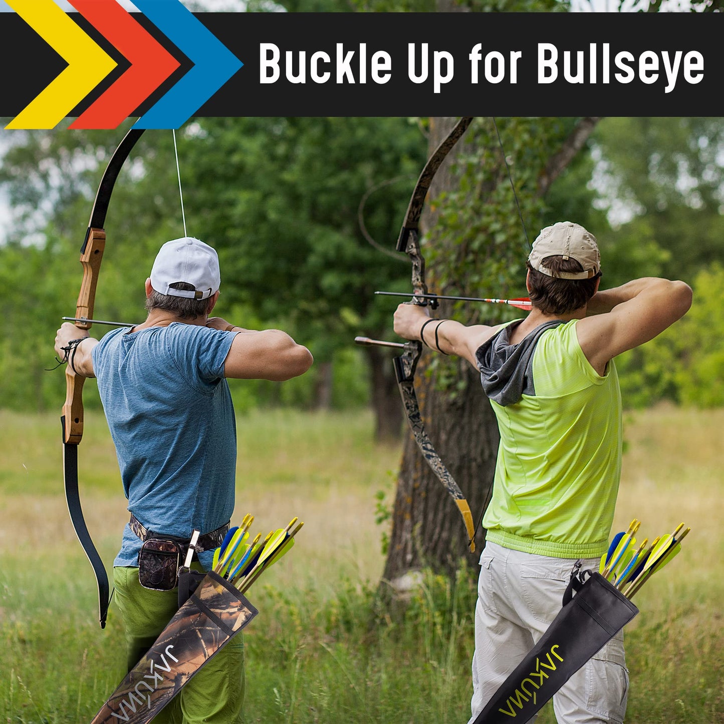 JAKUNA Hip and Back Quiver for Arrows - Camo Arrow Quiver for Kids and Adults - Adjustable Arrow Holder with a Padded Strap and Belt Clip - Archery Accessories for Field and Practice (Camo)