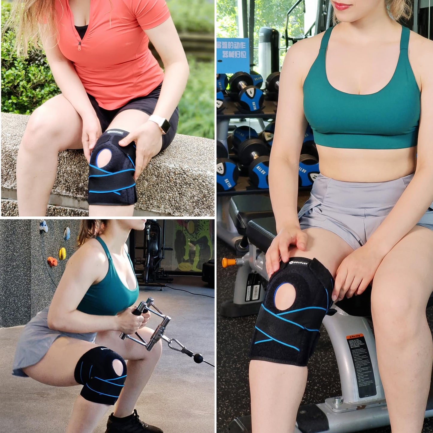 DOUFURT Knee Brace for Men & Women, Side Stabilizers & Patella Gel Pads