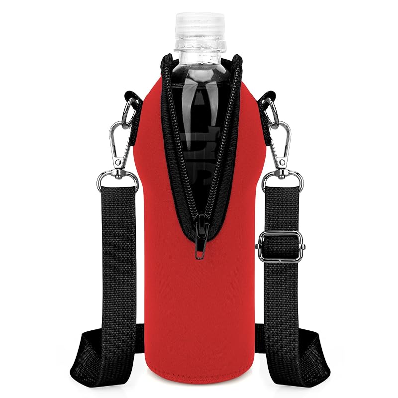 Bottled Water Carrier Sleeve with Strap for Smartwater 16.9/20 oz - Red