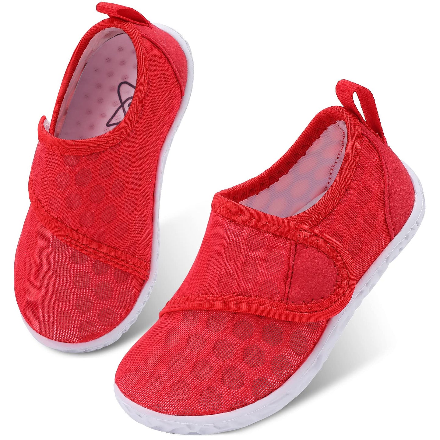 LeIsfIt Kids Water Shoes Toddler Girls Boys Swim Shoes Outdoor Quick-Dry Breathable Aqua Socks for Beach Pool Surf, Red, 13 Little Kid