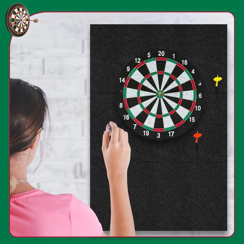 Hahafelt Dart Board Wall Protectors Dart Board Backing Felt Wall Tiles Cork Dartboard Backer Alternative Extended Length,Splicable Dartboard Backboard Surround(23.6" H X 23.6" W X 0.35")