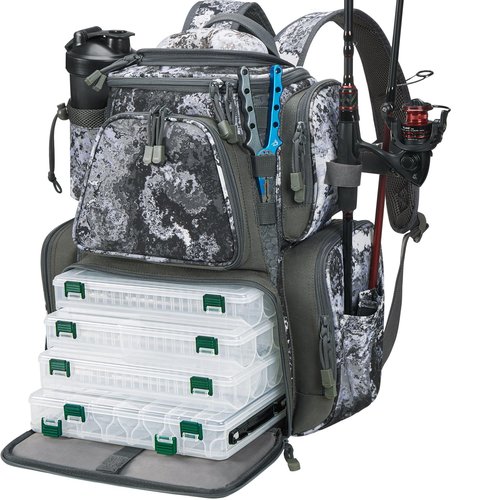 Piscifun Fishing Tackle Backpack with 4 Trays, Large Outdoor Storage Tackle Bag with Protective Rain Cover, VEIL Camouflage