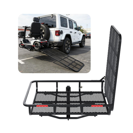 ALMULOO Hitch Mount Carrier with Folding Ramp for Wheelchairs and Lawn