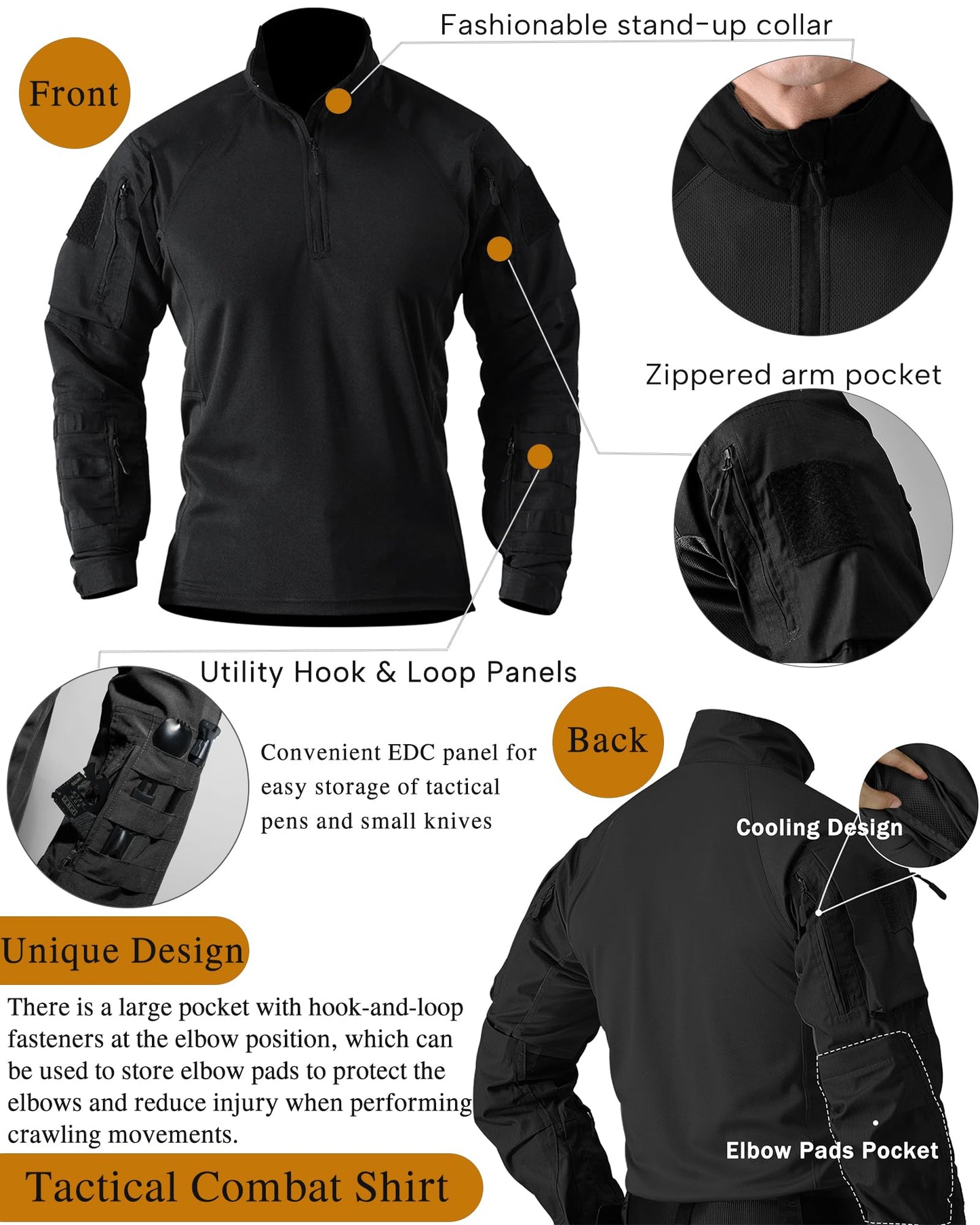 YKS JOOB Mens Tactical Uniform Suit Military Combat Shirt and Pants Set Durable Airsoft Gear for Paintball Hunting Black XL