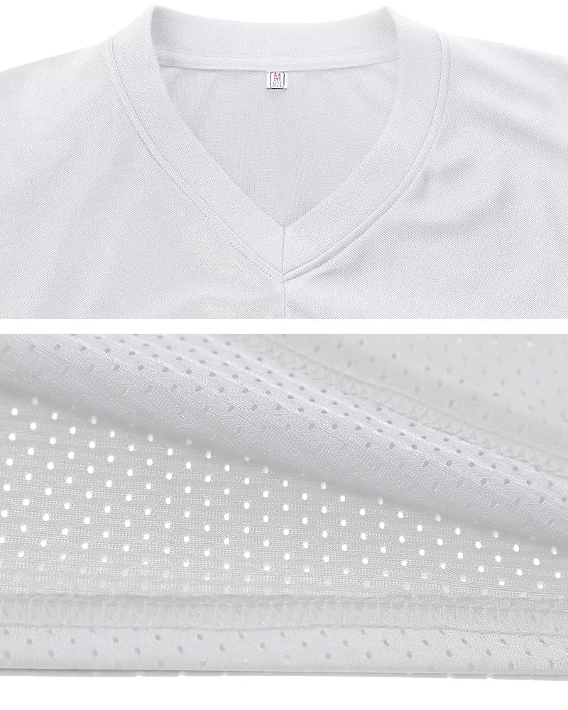 BabyHealthy Youth Football Jersey - White, Medium, Mesh Practice Shirt for Soccer & Hip Hop