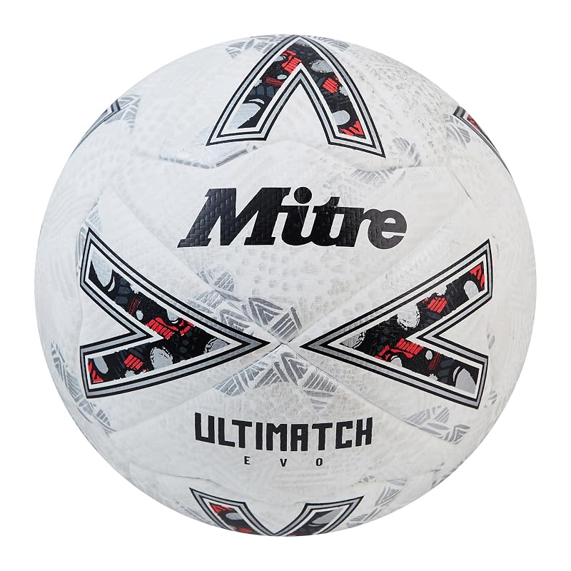 Mitre Ultimatch Evo Soccer Ball White/White/Silver+3 – FIFA Basic Approved Match Ball